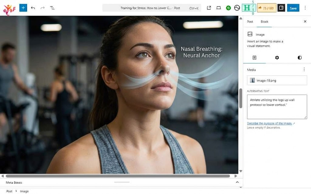 โAthlete using the nasal breathing protocol to manage high-intensity training stress and lower cortisol.โ